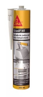 Masilla de silicona neutra (tipo oxima), Sikasil HT de Sika. 300 cm3, gris